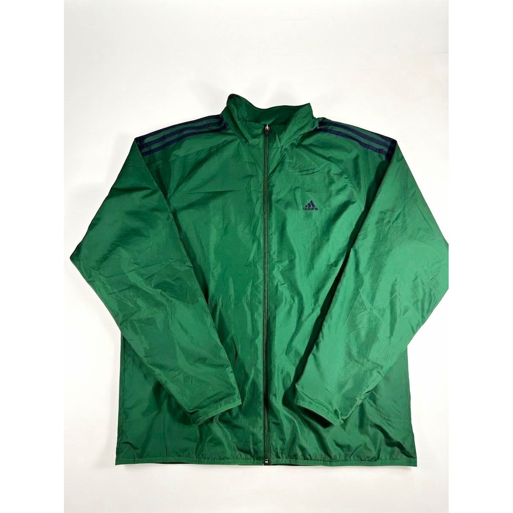 Adidas Mens L Green Retro Sportcore Striped Track Jacket Full Zip Mesh P59812